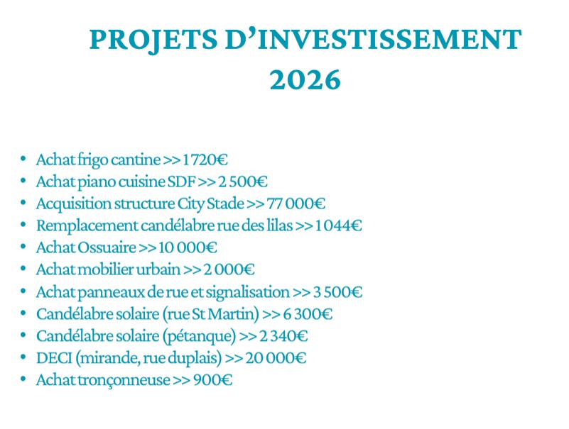 Nieul-lès-Saintes - Projets d'investissement  2026
